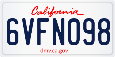 CA license plate 6VFN098