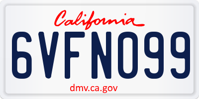 CA license plate 6VFN099