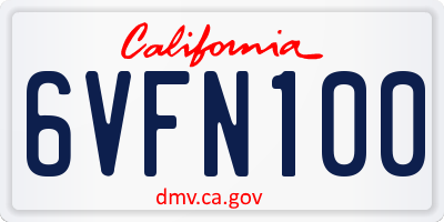 CA license plate 6VFN100