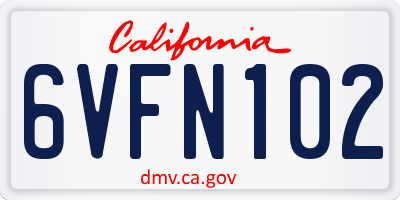 CA license plate 6VFN102