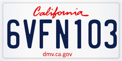 CA license plate 6VFN103