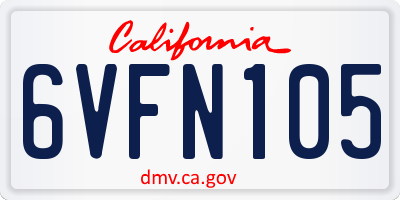 CA license plate 6VFN105