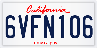 CA license plate 6VFN106