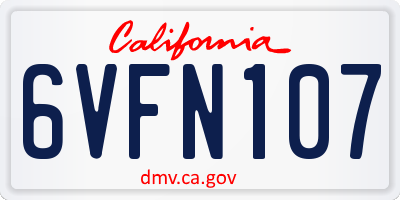 CA license plate 6VFN107