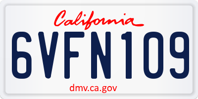 CA license plate 6VFN109