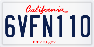 CA license plate 6VFN110
