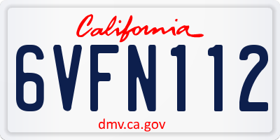 CA license plate 6VFN112