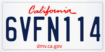 CA license plate 6VFN114