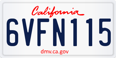 CA license plate 6VFN115