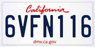 CA license plate 6VFN116