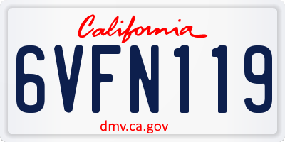 CA license plate 6VFN119