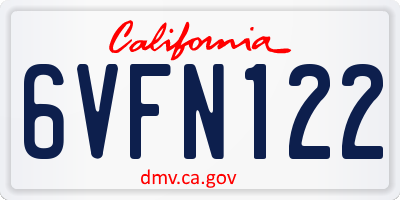 CA license plate 6VFN122