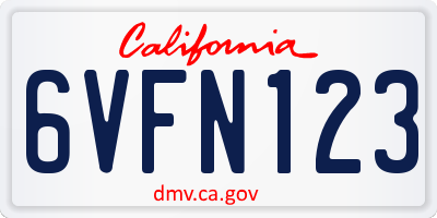 CA license plate 6VFN123
