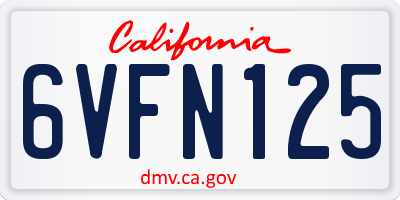 CA license plate 6VFN125