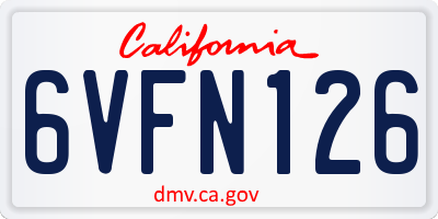 CA license plate 6VFN126
