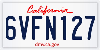 CA license plate 6VFN127