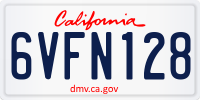 CA license plate 6VFN128