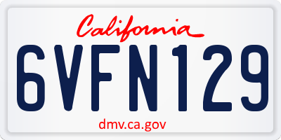 CA license plate 6VFN129