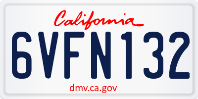 CA license plate 6VFN132