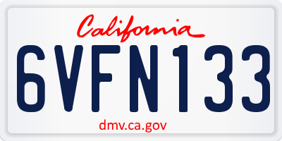 CA license plate 6VFN133
