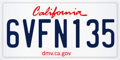 CA license plate 6VFN135