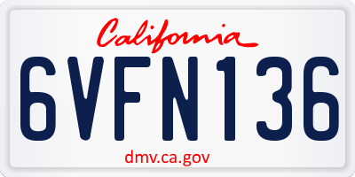 CA license plate 6VFN136