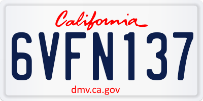 CA license plate 6VFN137