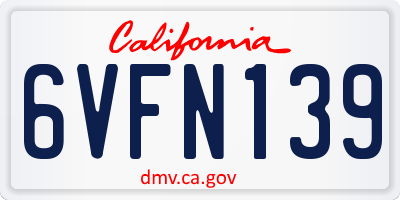 CA license plate 6VFN139