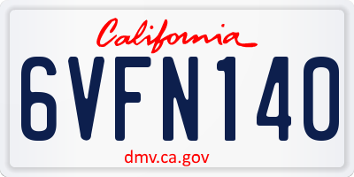 CA license plate 6VFN140