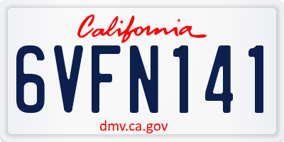 CA license plate 6VFN141