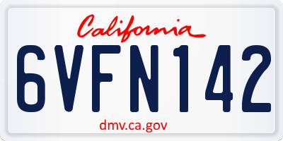 CA license plate 6VFN142