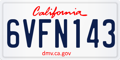 CA license plate 6VFN143