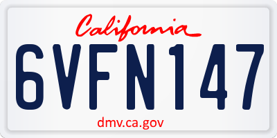 CA license plate 6VFN147