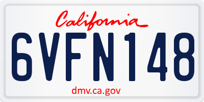 CA license plate 6VFN148