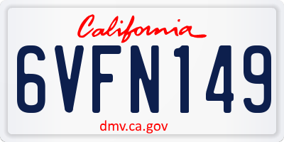 CA license plate 6VFN149
