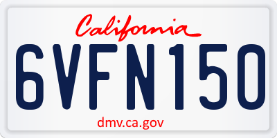 CA license plate 6VFN150