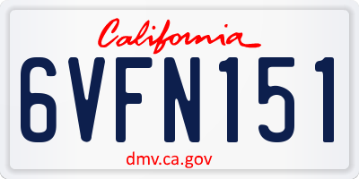 CA license plate 6VFN151