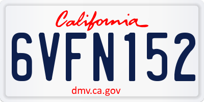 CA license plate 6VFN152