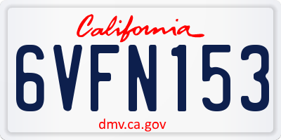 CA license plate 6VFN153