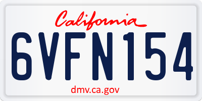 CA license plate 6VFN154