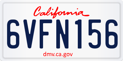 CA license plate 6VFN156