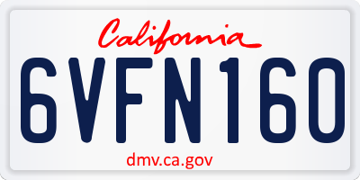 CA license plate 6VFN160