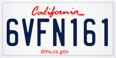 CA license plate 6VFN161