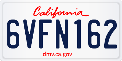 CA license plate 6VFN162