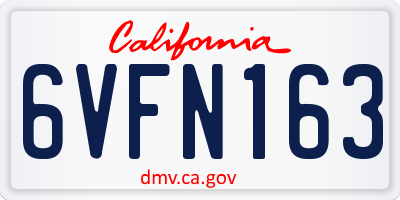 CA license plate 6VFN163