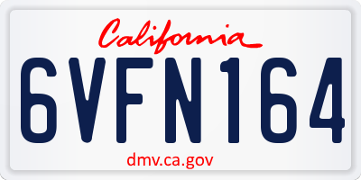 CA license plate 6VFN164