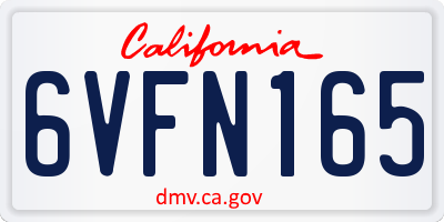 CA license plate 6VFN165