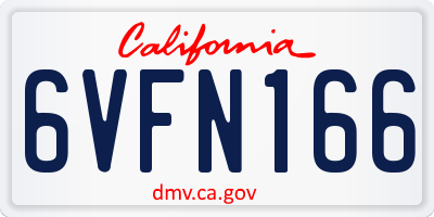 CA license plate 6VFN166