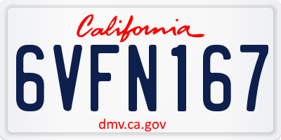 CA license plate 6VFN167