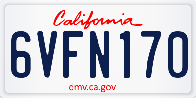 CA license plate 6VFN170